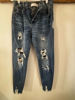 KanCan Distressed Boyfriend Jeans in Dark Blue Wash